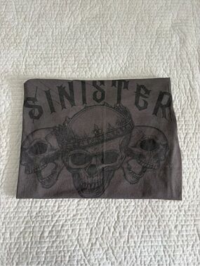 Sinister Brand Skulls Graphic T-Shirt Mens 2XL Brown Gothic Y2K Tee